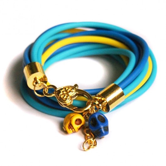 czaszki&ważki GLAM podwójna BLUEyellowTURQUOISE kaktusia