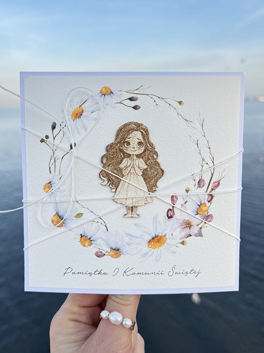 kartki na komunię Kartka komunijna ręcznie robiona - pamiątka komunijna