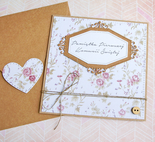 kartki na komunię Kartka komunijna : floral