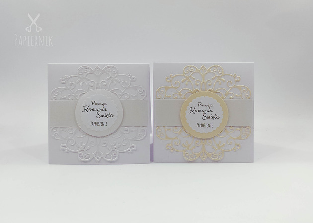 Zaproszenie na komunię Lace 10 sztuk Papiernik