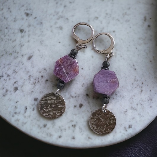 kolczyki z kamieniami LUX. UNIKATOWE kolczyki : czaroit III