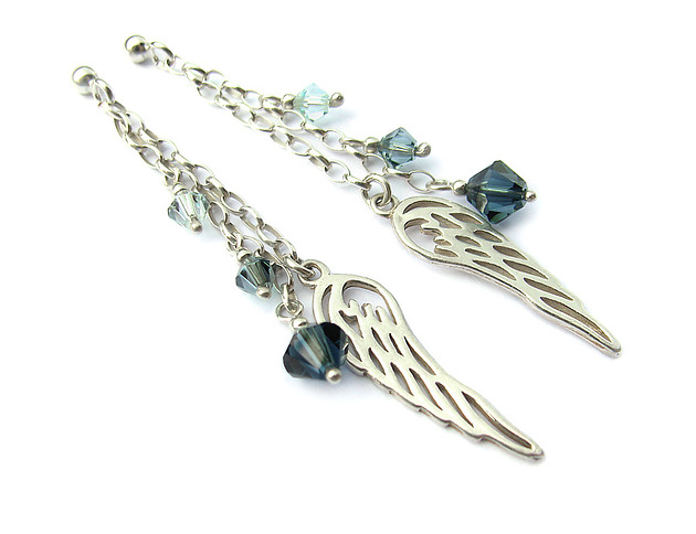 kolczyki swarovski Kolczyki - Błękitne Anielskie skrzydła- Kryształy Swarovski