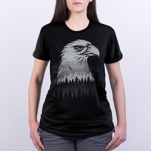 t-shirt damskie Koszulka damska ORZEŁ BIELIK czarna