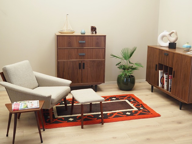 pufy do siedzenia Podnóżek tekowy, duński design, lata 70, produkcja: Dania