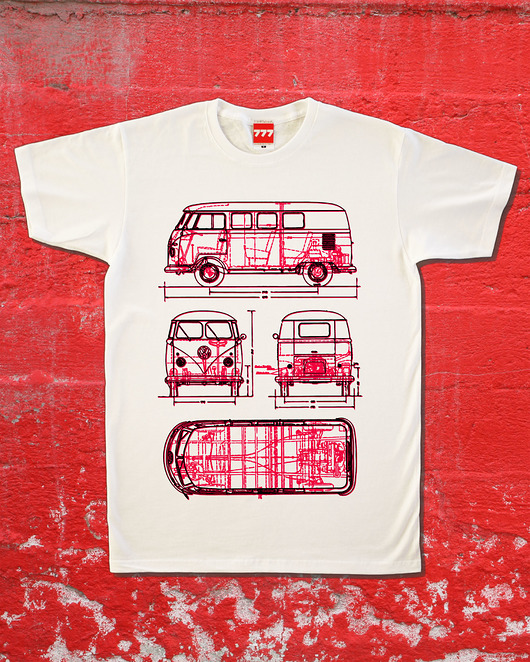 t-shirty męskie koszulka VOLKSWAGEN TRANSPORTER T 1 RED tshirt