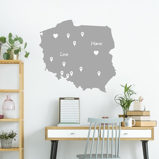 naklejki ścienne do pokoju dziecka Naklejka Mapa POLSKI z pinezkami POLSKA