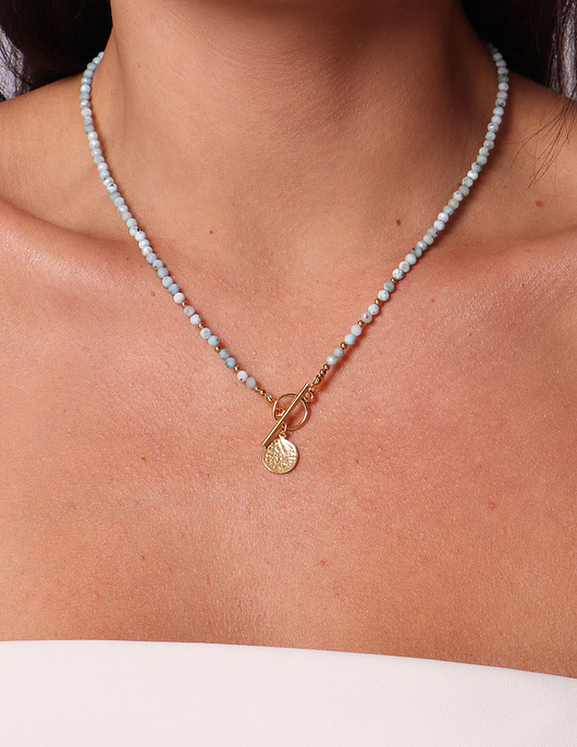 naszyjniki - inne Naszyjnik kamień larimar toggle z zawieszką