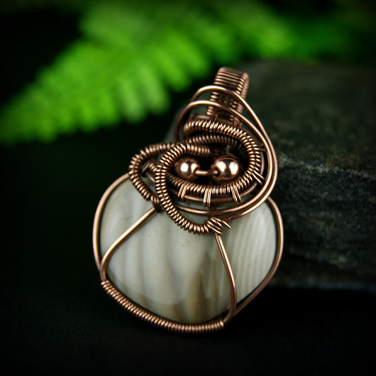 wisiory Krzemień pasiasty wisiorek wire wrapping