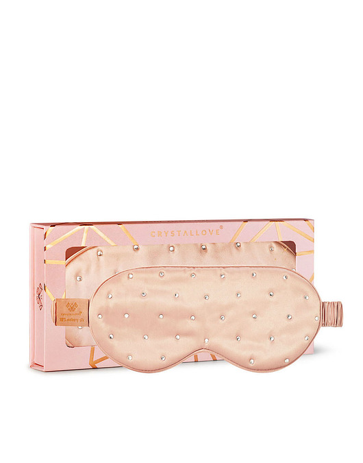 opaski na oczy CRYSTALLOVE Opaska na oczy z jedwabiu z kryształkami - rose gold