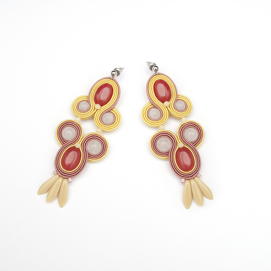 kolczyki soutache Długie kolczyki sutasz z jadeitem