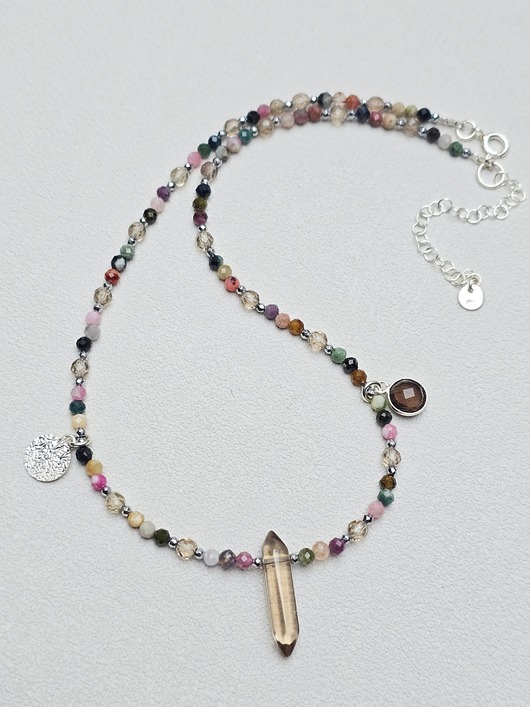 srebrne naszyjniki Naszyjnik Sopel Kwarcu w Turmalinach Srebro