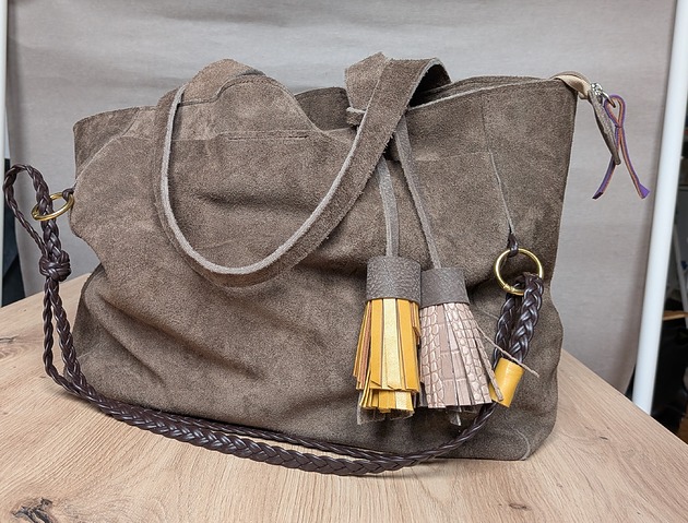 torby na ramię Brązowa  tabaczkowa  torebka z frędzlami