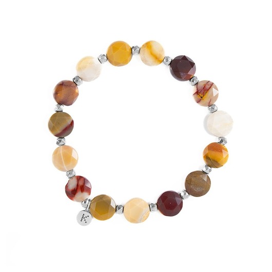 bransoletki z kamieni naturalnych Bransoletka w beżowych kolorach - Wersja Srebrna