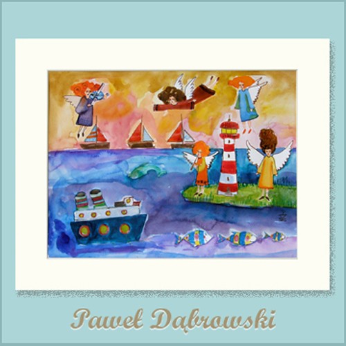 &quot;Anielska Latarnia&quot; akwarela 30x40cm Dabrowski
