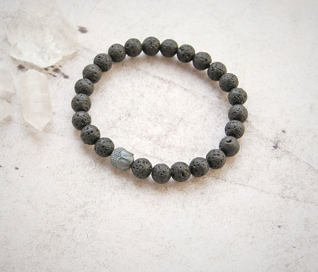 męska bransoletka :: buddha & BLACK LAVA kaktusia
