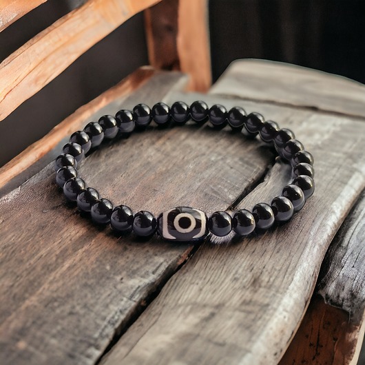 biżuteria męska Męska bransoletka : TALIZMAN : agat tybetański