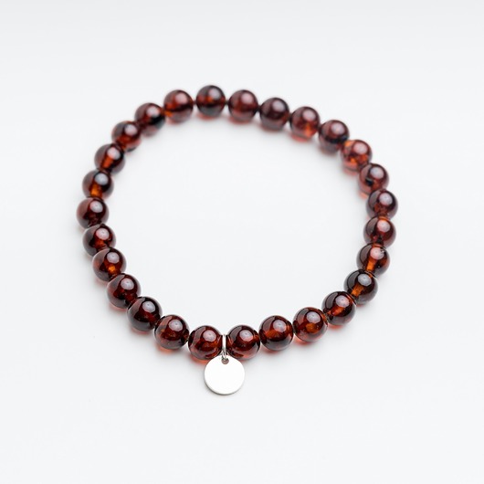 bransoletki z kamieni naturalnych Bransoletka personalizowana bursztyn ciemna wiśnia