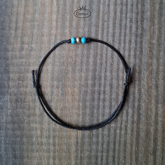 bransoletki na sznurku Bransoletka złoto i turkus na sznurku