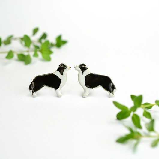Border collie - ceramiczne kolczyki Dorca
