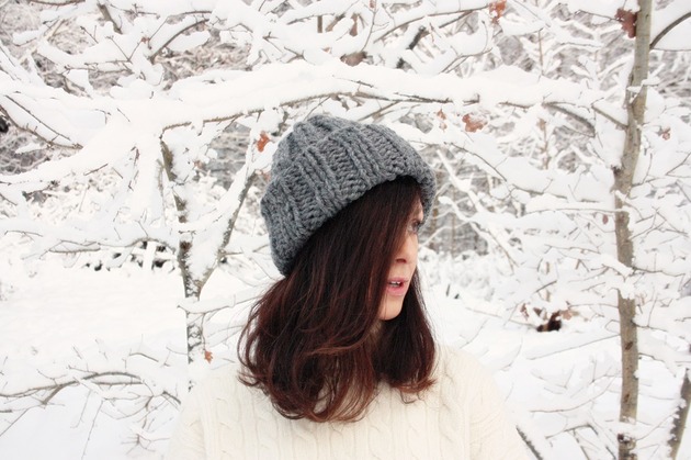 czapki damskie Szara czapka  beanie wełna peruwiańska alpaka