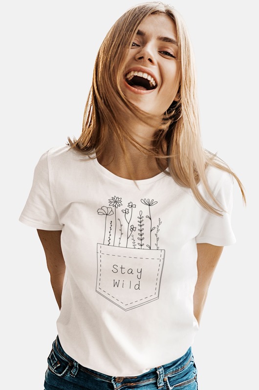t-shirt damskie Koszulka kwiaty line art rośliny natura