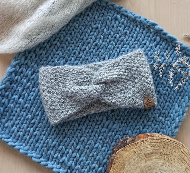 czapki damskie Opaska Szara Merino i Baby Alpaka
