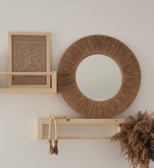 lustra stojące i wiszące Lustro boho  z jutą