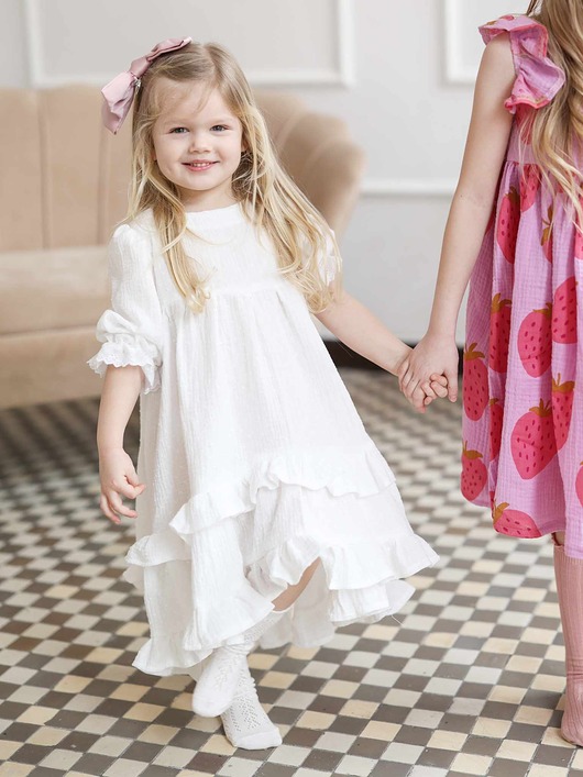 sukienki dla dziewczynki Sukienka muślinowa White Elegant