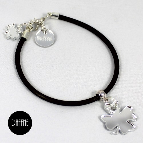 Bransoletka Black Strap with Clover by Daffne LOVINA PRINTS