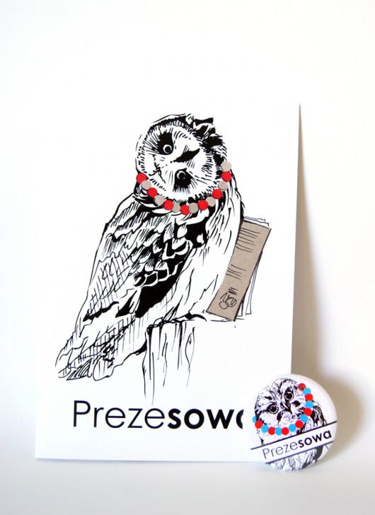  PrezeSOWA: Kartka + przypinka Fusherka
