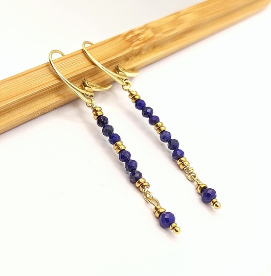 kolczyki pozłacane Kolczyki pozłacane Lapis lazuli delikatnie - długie