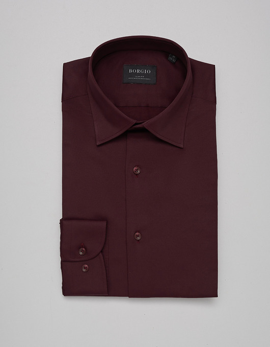 koszule męskie Koszula męska bordowa lumia 00368 długi rękaw slim fit 176/182 38