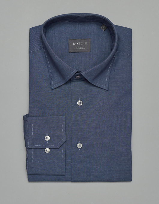 koszule męskie Koszula męski 00290 dł. rękaw granatowy classic fit 164/170 40