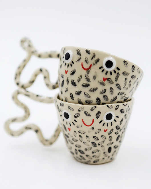 kubki Ceramiczny kubek we wzorki