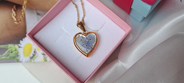 naszyjniki - inne Sekretnik Serce Niezapominajki & Dzika Marchew