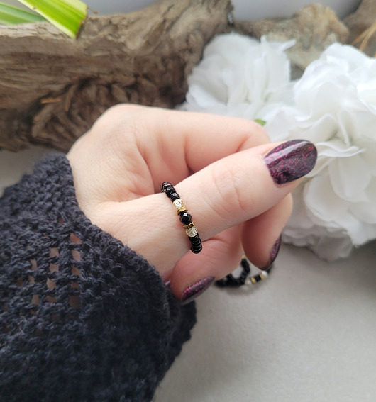 pierścionki elastyczne Pierścionek ochronny z Turmalinem