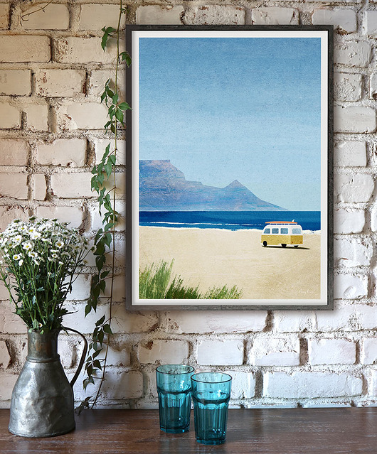 plakaty Kamper na plaży - surfing - plakat 50x70 cm
