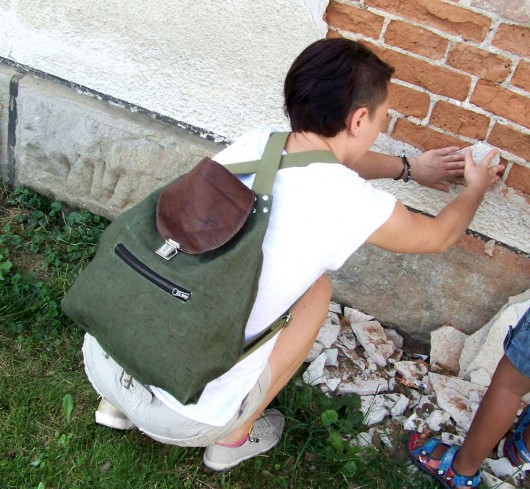 Plecak/torba  2w1   brezent + brązowa skóra  czajkaczajka