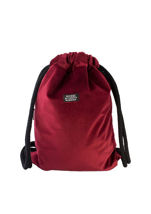 Plecak bordowy welur sacky bag