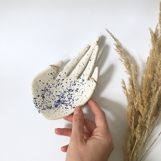 Ceramiczna Dłoń Niebieskie Ciapki Maison Fragile