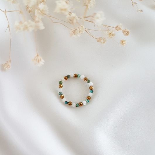pierścionek z turkusem i hematytem LEI handmade 