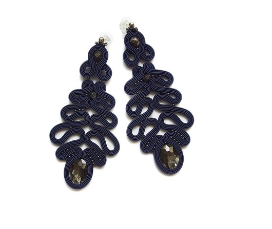 Księżycowa noc- kolczyki soutache Mró Soutache