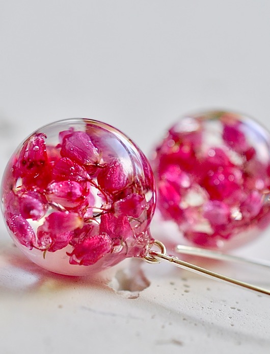 Kolczyki srebrne z wrzoścem Grol Jewellery