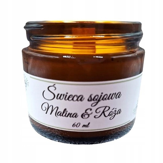 świeczniki i świece Świeczka Sojowa Ręcznie Robiona Malina i Róża 60 ml