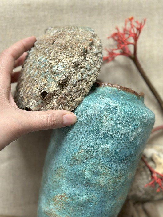 wazony Mały  wazon z kolekcji LAGUNA, wazon ceramiczny, morski klimat