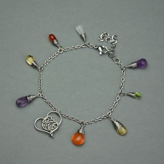 bransoletki wire wrapping Bransoletka serce kolorowa wire wrapping