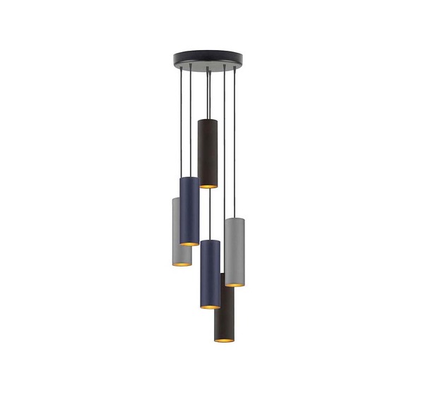 lampy wiszące 6-płomienna lampa wisząca do salonu regulowana MONACO GOLD mix kolorów