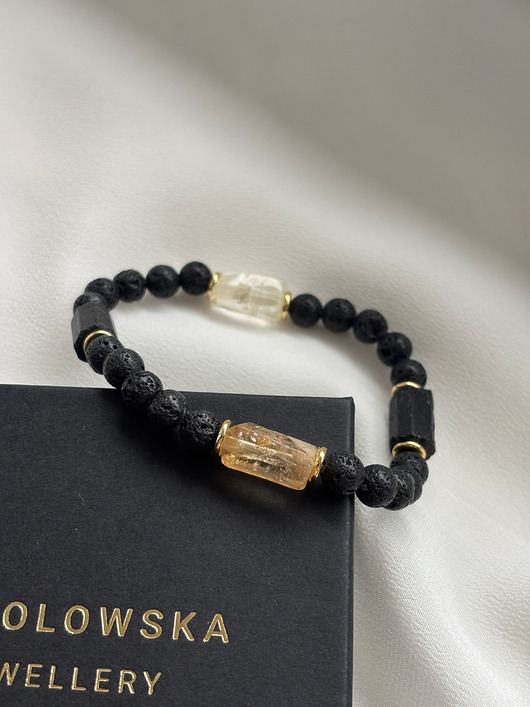 biżuteria męska Bransoletka męska Cytryn i Turmalin