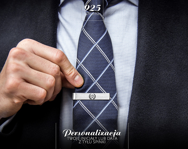 Biżuteria ślubna Srebrna spinka do krawata dla prawnika