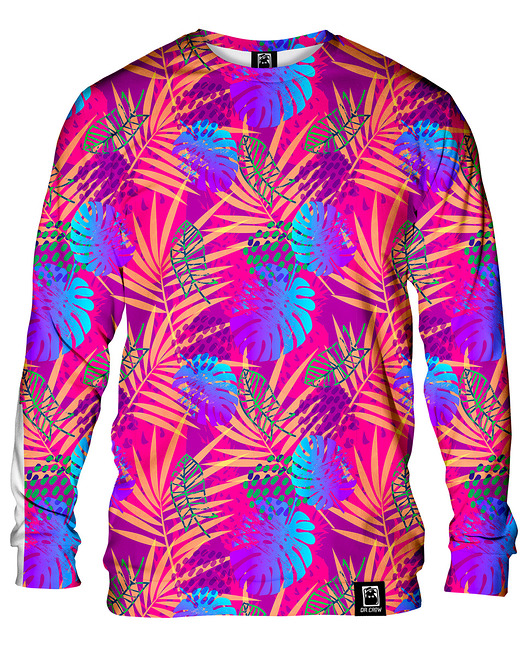 bluzy męskie Bluza Bez Kaptura Męska DR.CROW Palmy Monstera